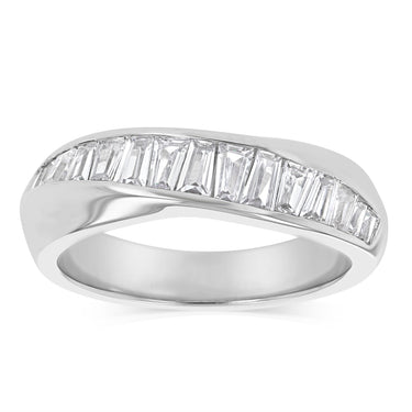Sterling Silver Fancy Baguette Cubic Zirconia Ring