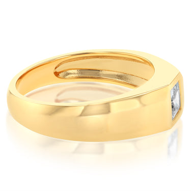 Sterling Silver Gold Plated Cubic Zirconia Signet Ring