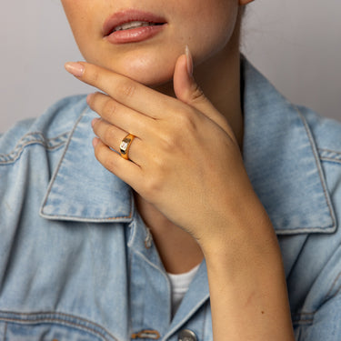 Sterling Silver Gold Plated Cubic Zirconia Signet Ring