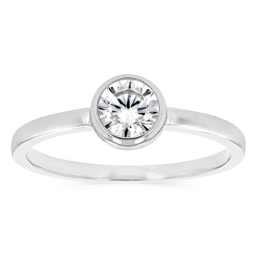 Sterling Silver Cubic Zirconia Bezel Solitaire Ring