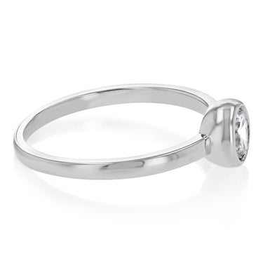 Sterling Silver Cubic Zirconia Bezel Solitaire Ring