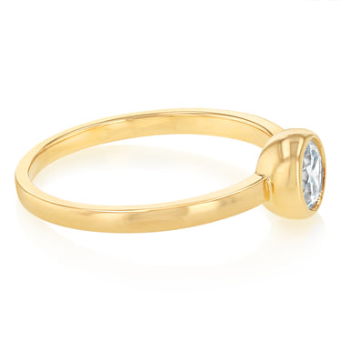 Sterling Silver Gold Plated Cubic Zirconia Bezel Solitaire Ring