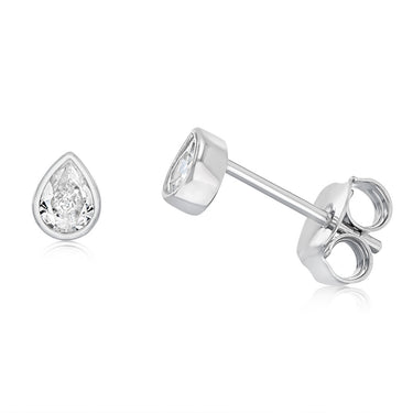 Sterling Silver Cubic Zirconia Teardrop Stud Earrings