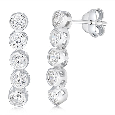 Cubic Zirconia Round Drop Earrings in Sterling Silver