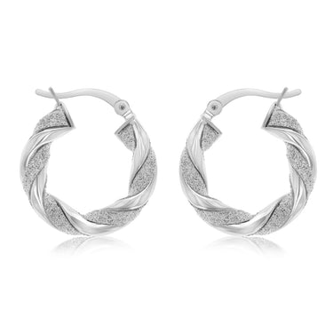 20mm Stardust Twist Hoop Earrings in Sterling Silver