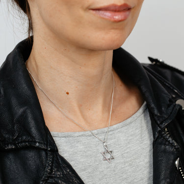 Sterling Silver Rhodium Plated Star of David Pendant