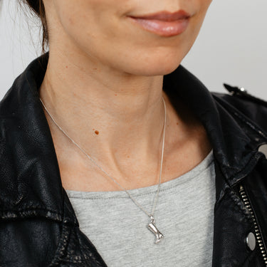 Sterling Silver Rhodium Plated Cowboy Boot Pendant