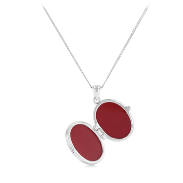 Engravable Cubic Zirconia Oval Locket Pendant in Sterling Silver