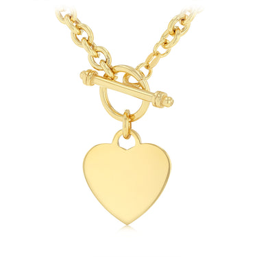 Engravable Heart Pendant on 48cm Belcher Chain in Gold Plated Sterling Silver