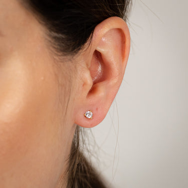 Sterling Silver Gold Plated Cubic Zirconia 4mm Stud Earrings