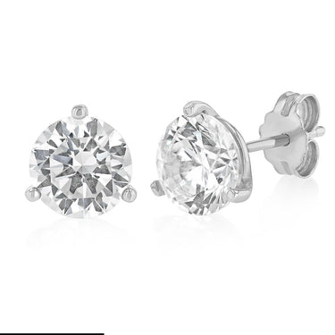 Sterling Silver Cubic Zirconia 8mm Stud Earrings