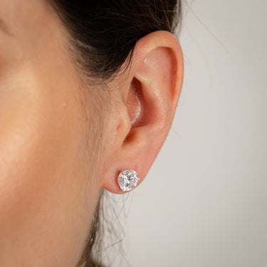Sterling Silver Cubic Zirconia 8mm Stud Earrings