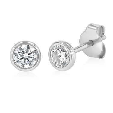 Sterling Silver Cubic Zirconia Bezel Set 4mm Stud Earrings