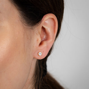 Sterling Silver Gold Plated Cubic Zirconia Bezel Set 4mm Stud Earrings