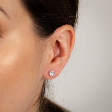 Sterling Silver Cubic Zirconia Bezel Set 5mm Stud Earrings