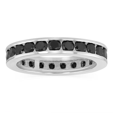 Sterling Silver Black Cubic Zirconia Channel Ring