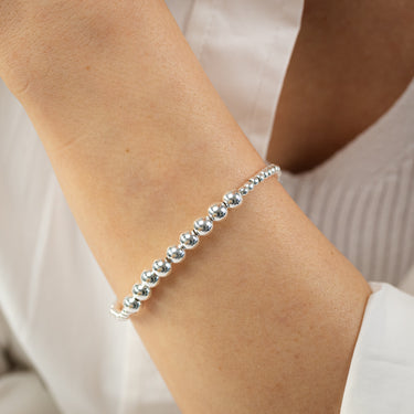 Sterling Silver Graduated Beaded 19cm Bracelet