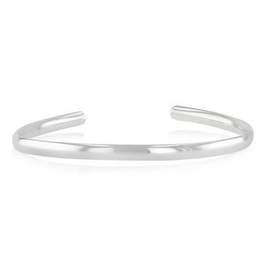 Sterling Silver 4mm Plain Flat Cuff Bangle