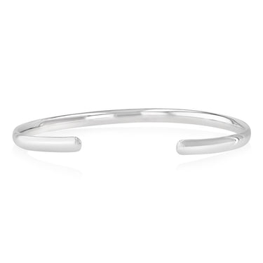Sterling Silver 4mm Plain Flat Cuff Bangle