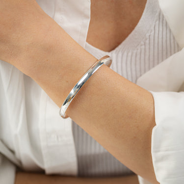 Sterling Silver 5.5mm Plain Flat Cuff Bangle
