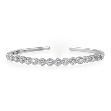 Sterling Silver Cubic Zirconia Beaded Cuff Bangle