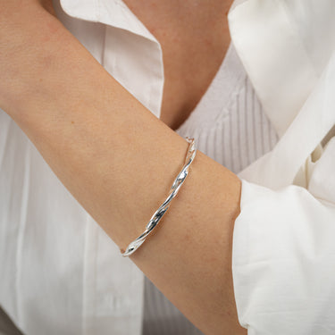Sterling Silver Twist Torque Bangle
