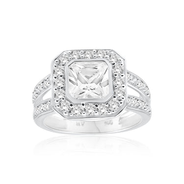 Sterling Silver Cubic Zirconia Octagon Ring