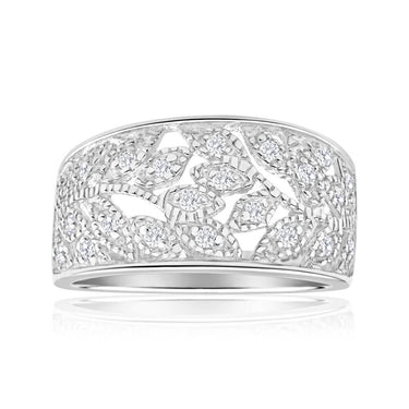 Sterling Silver Zirconia Pattern Ring