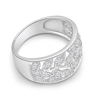 Sterling Silver Zirconia Pattern Ring