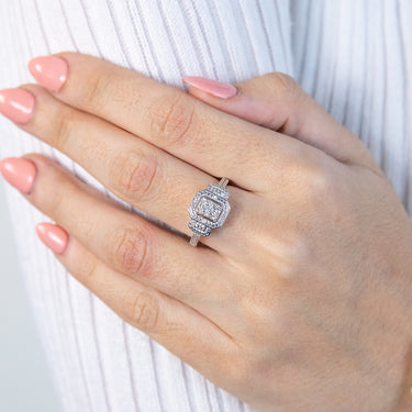 Sterling Silver Prestigious Diamond Ring