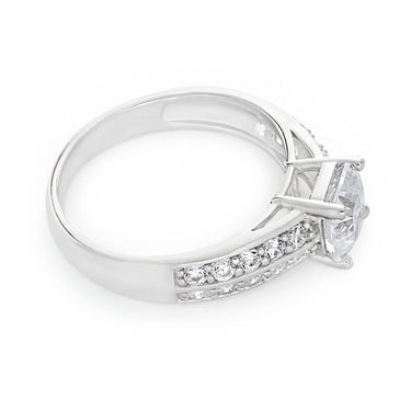 Sterling Silver Cubic Zirconia Princess Cut Channel Set Ring