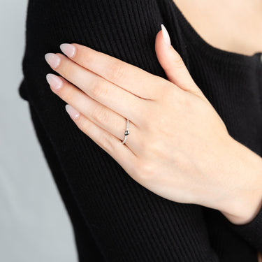 Sterling Silver Rhodium Plated Cubic Heart Channel Band Zirconia Ring