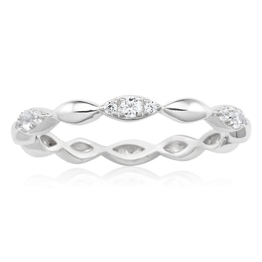 Sterling Silver Rhodium Plated Cubic Zirconia Marquise Eternity Ring