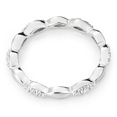 Sterling Silver Rhodium Plated Cubic Zirconia Marquise Eternity Ring