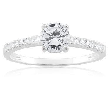 Sterling Silver Cubic Zirconia Solitaire Fancy Ring