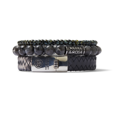Rebel and Rose Braided Flat 925 Anthracite Bracelet
