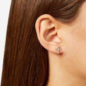 Chiara Ferragni Croci White Zirconia Bold Cross Stud in Gold Earrings