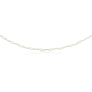 Cream Freshwater Pearl Oval Bar & Ball Necklace