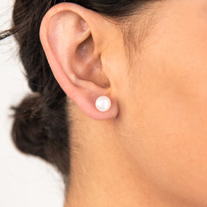 White 7-8mm Freshwater Pearl Stud Earrings