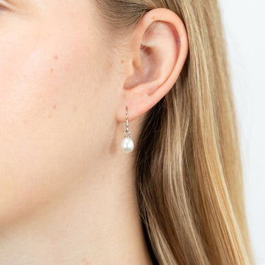 Sterling Silver White Freshwater Pearl Chain & Earring Boxed Set