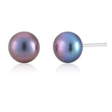 Blue Freshwater Pearl Stud Earrings