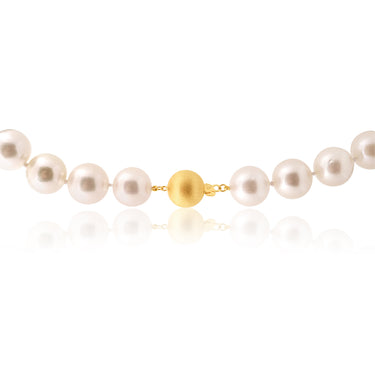 White South Sea 12-15mm Pearl Strand with 9ct Yellow Gold Satin Clasp