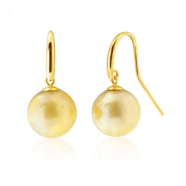 9ct Yellow Gold 10-12mm Golden South Sea Pearl Earrings