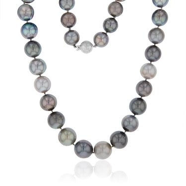 12-14.2mm Tahitian Pearl Multicolour Strand with 14ct White Gold Stardust Ball Clasp
