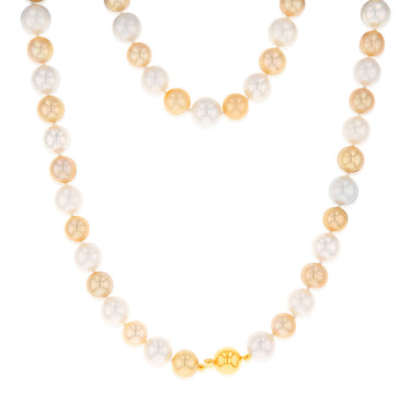 Golden and White South Sea 8-10mm Pearl Strand with 9ct Yellow Gold Clasp