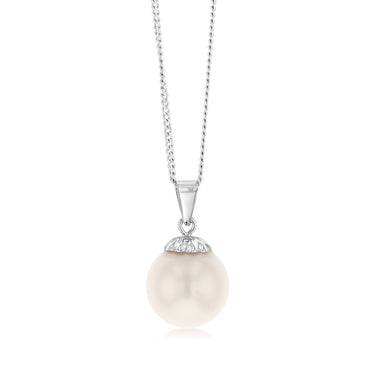 9-11mm White South Sea Pearl Pendant in 14ct White Gold
