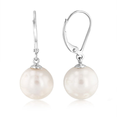 9ct White Gold 10-11mm White South Sea Pearl Drop Earrings