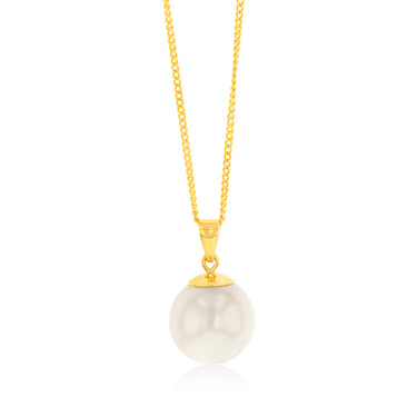 11-12mm White South Sea Pearl Pendant on 45cm Chain in 9ct Yellow