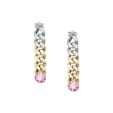 Chiara Ferragni Chain Collection Pink Stone Gold Earrings