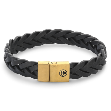 Rebel and Rose Full Metal Braided Black Gold Bracelet